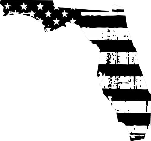 Evan Çıkartmaları Florida Eyaleti Siyah / Beyaz Yırtık Bayrak Pencere Çıkartması vinil yapışkan 4