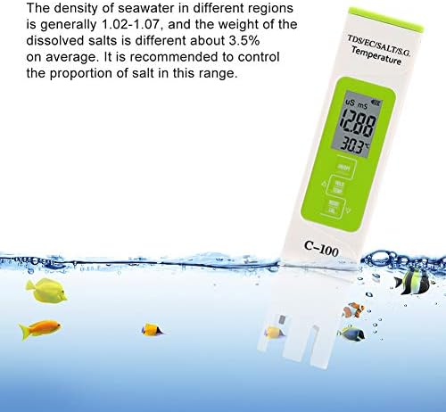 Su Kalitesi Test Cihazı, C-100 5 in 1 TDS kalem Tuzluluk TDS EC Deniz suyu Test Cihazı İçme suyu yüzme havuzu akvaryum ters