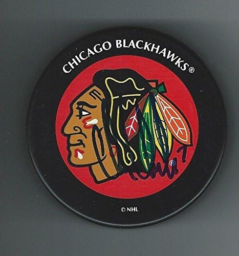 Chris Chelios Chicago Blackhawks Diskini İmzaladı - İmzalı NHL Diskleri