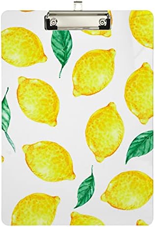 Elle Çizilmiş Sarı Limon Yaprakları Plastik Pano 9 x 12.5 Düşük Profilli Klipsli Akrilik Panolar Hemşireler Öğretmenler Öğrenciler