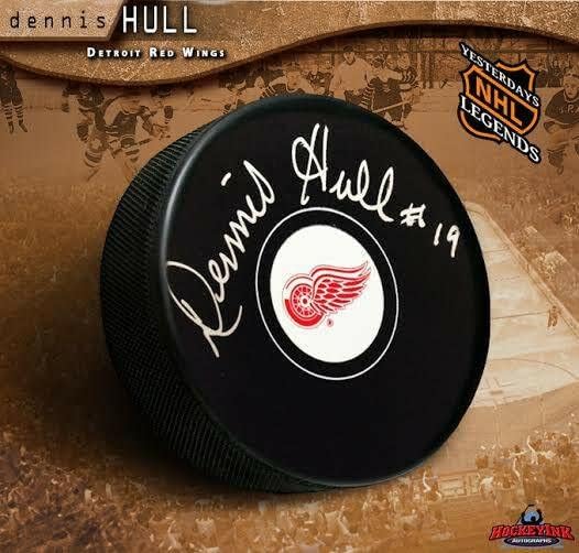 DENNİS HULL İmzalı Detroit Red Wings Diski-Chicago Blackhawks Efsanesi-İmzalı NHL Diskleri
