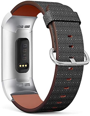 Fitbit Şarj ile uyumlu 4, Şarj 3, Şarj 3 SE - Yedek Deri Bileklik saat kayışı Kayış Bilezik Erkekler ve Kadınlar için-Ornate