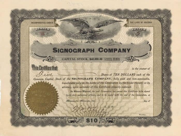 Signograph Co. - Stok Sertifikası