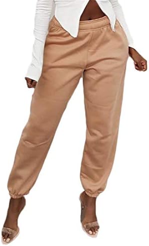 Andongnywell kadın düz renk pantolon spor pantolonları Pantolon Ev Rahat Spor Ayak Bileği cepli pantolon