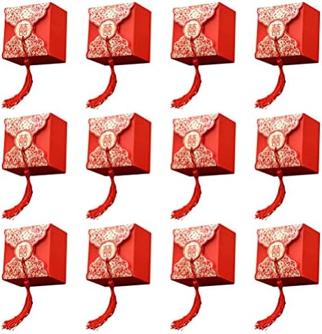 Abaodam Bebek Şeyler Çin Kırmızı Düğün Şeker Kutusu Püskül ile Düğün Tedavi Kutusu Çikolata Hediye Kutuları Şeker Goodie