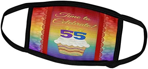 3dRose Beverly Turner Doğum Günü Davetiyesi Tasarımı-Cupcake, Sayı Mumları, Zaman, 55 Yaş Davetiyesini Kutlayın-Yüz Maskeleri