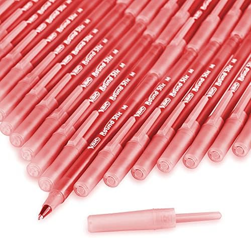 BIC Yuvarlak Stic Xtra Yaşam Tükenmez Kalemler, Orta Noktası (1.0 mm), Kırmızı, 12-Sayısı Paketi, sopa Kalemler için Ofis