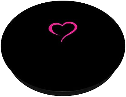 Sıcak Pembe Siyah Minimalist Elle Çizilmiş Kalp PopSockets Değiştirilebilir PopGrip