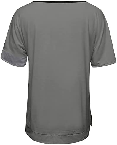 Kadın yazlık gömlek Fermuar V Boyun T Shirt Moda Renk Bloğu Kısa Kollu Tee Üstleri Moda Rahat Bluzlar