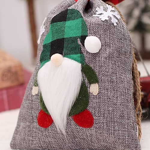 Noel Şeker Torbaları ile Uzun Konteyner Noel Çuval Bezi Hediye İpli Çanta Meçhul Bebek Çantaları Parti Malzemeleri İçin 3D