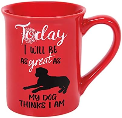 Enesco Bizim Adımız Mud Pet Happy Dog Arkadaşımdan Yardım Kahve Kupası, 16 Ons, Kırmızı