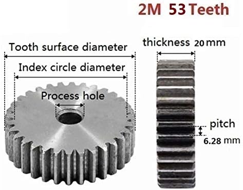 ZHENGGUİFANG ZGF-BR 2 M 53 Diş Metal Düz Dişli Raf 1 adet 45 Çelik Pinyonlar (Diş sayısı: 53 Diş)