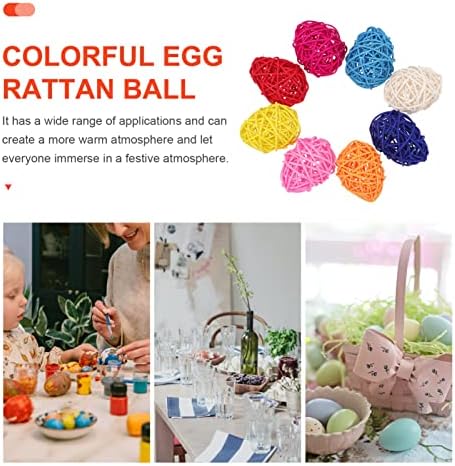 DOITOOL 8 adet Ağaç Ev Renk Dekoratif Düğün Şekli Yumurta Rattan Sepet Dekor Dokuma Sahne Top Süsleme Sahne Süslemeler için