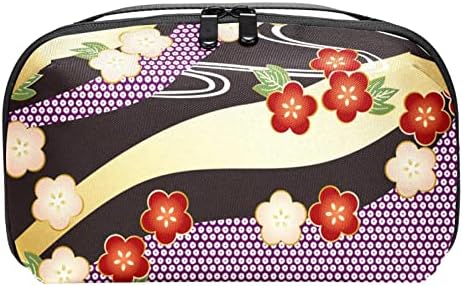 Taşıma çantası Seyahat kılıf çanta USB kablo düzenleyici Cep Aksesuar Fermuar Cüzdan, Japon Tarzı Boyama Kiraz Çiçeği Suşi