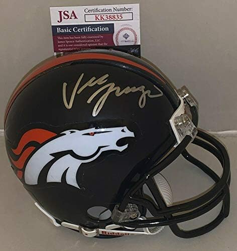 Vic Fangio imzalı Denver Broncos mini kask imzalı JSA İmzalı NFL Mini Kasklar