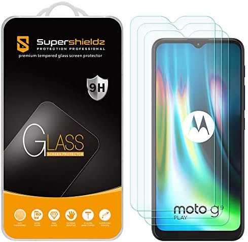 (3 Paket) Supershieldz Motorola Moto G9 ve Moto G9 Oynamak için Tasarlanmış Temperli Cam Ekran Koruyucu, Anti Scratch, kabarcık