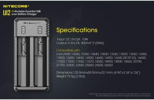 Nitecore UI2 Çift yuvalı Akıllı lityum-iyon pil USB şarj aleti için 18650, 18350, 20700, 21700, 14500, 16340 ve Daha Fazlası