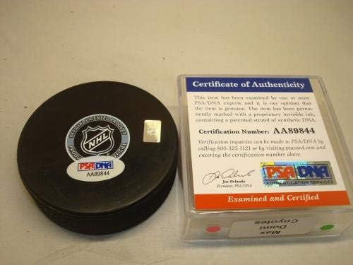 Max Domı İmzalı Arizona Coyotes Hokey Diski İmzalı PSA / DNA COA 1A İmzalı NHL Diskleri