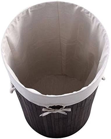 Kapaklı NC Kova Tipi Katlanır Kirli Kıyafet Sepeti (Bambu) - Koyu Kahverengi-Apart için Çamaşır Sepetleri, 23,62 x 20,47