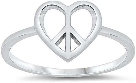 Kuzey Ok Dükkanı Barış Kalp İşareti 925 Ayar Gümüş, Aşk Tema Yüzük Mücevher Kutusu ile