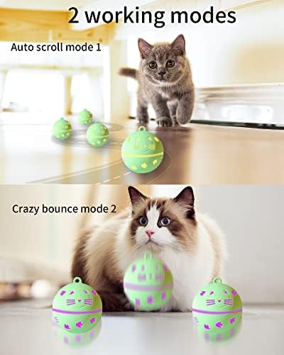 BARDİMİES Akıllı Kedi Topu, Otomatik Titreşim Kedi Oyuncak Topu Şarj Edilebilir Parlayan Kendinden Yuvarlanan, Kediler/Küçük