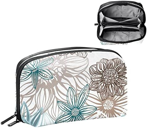 Taşıma Çantası Seyahat Kılıfı Çanta USB Kablosu Organizatör Cep Aksesuar Fermuar Cüzdan, kahverengi Çiçekler Çiçek Modern