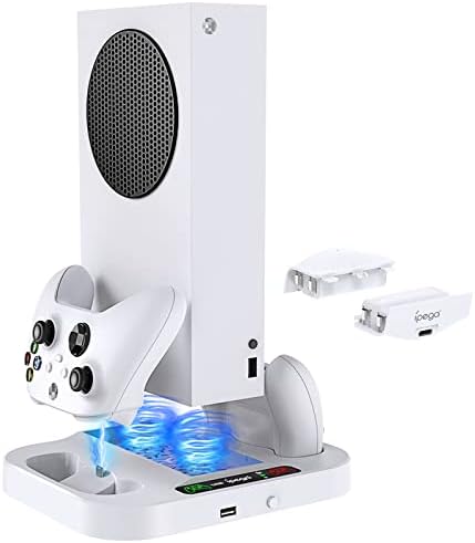 Soğutma Fanı ile Xbox serisi S için şarj istasyonu, 2 adet 1400mAh şarj edilebilir Pil ve 3 Seviyeli Soğutma Fanı Sistemi