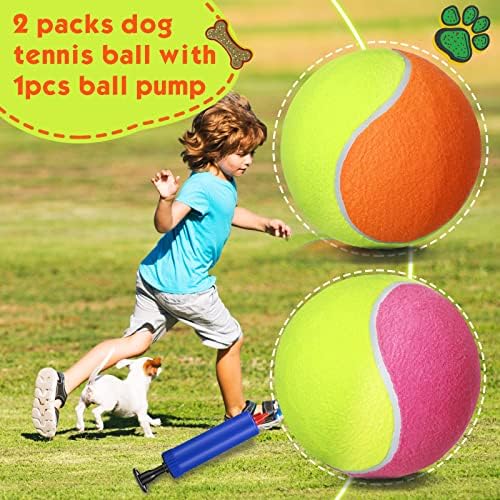 Köpekler için 2 Paket Dev Tenis Topu 9.5 inç Şişme Büyük Tenis Topları Büyük Tenis Topu Jumbo Köpek Topu Köpekler için Büyük