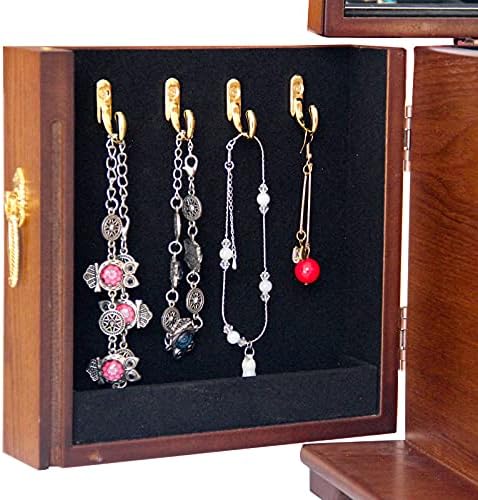 TİTİSKİN Büyük Ahşap Mücevher Kutusu kadınlar için Mücevher kutusu Dolabı Armoire Yüzük Kolye Hediye saklama kutusu Organizatör