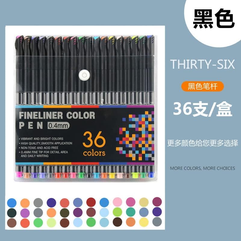 Çocuk Suluboya Resim Fırçası Seti Renk Çizgi İşaretleyici Sanat Su Bazlı Fiber iğneli tüp Kalem 0.4 mm Bk90bp5m (Siyah, Bir