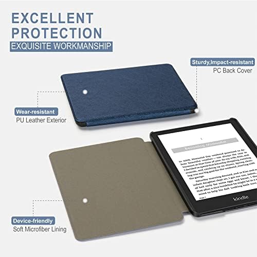 Kindle Paperwhite 7. Nesil 2012 ila 2017 ile Uyumlu Kapak Otomatik Uyandırma/Uyku Özellikli Manyetik Flip Case-Güneşte Yeşil