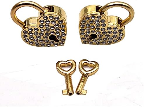 SANTOUSI Elmas Kalp Şeklinde Asma Kilit Mini anahtarlı kilit Metal Günlüğü Kilit Mücevher Kutusu Günlüğü Kitap (Altın)