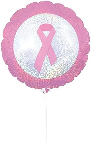 PMU Meme Kanseri Dazzeloons 9 İnç Çubukla Önceden Şişirilmiş (Pembe Kurdele) Mylar Balon Pkg/1