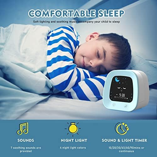 MİLENGE Çocuk Çalar Saat, Çocuk Yatak Odası için Dijital Uyandırma Saati, Ses Makinesi Gece Lambası Şekerleme Zamanlayıcılı