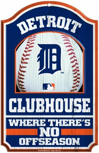 MLB Detroit Tigers 11'e 17 inç Kulüp Binası Ahşap Tabela