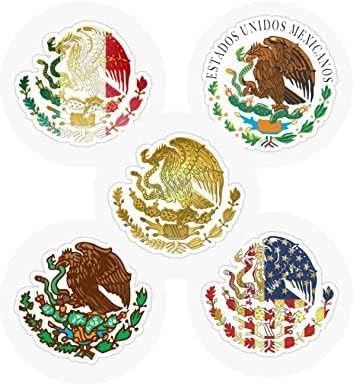5 adet Calcomanias Escudo Mexicano Aguila, 2 inç - Meksika Kartal Etiket Sert Şapka, Escudo Kalkan Etiket