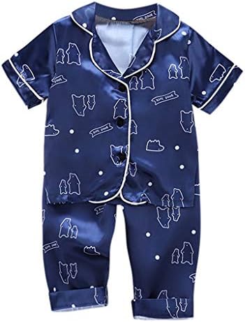 XBKPLO paskalya pijamaları Bebek Kız Yürüyor Bebek Kız Erkek Düz Renk Saten Gömlek ve pantolon 2 ADET Kız 5t Pijama Seti