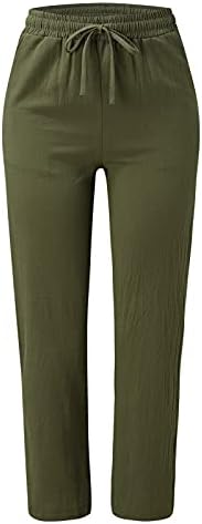 WOCACHİ rahat pantolon Kadınlar için Düz Renk Elastik Yüksek Bel Rahat Pantolon Cepler ile Yaz Gevşek Fit plaj pantolonları