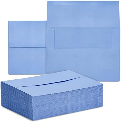 50 Paket Açık Mavi 5x7 Zarflar Davetiyeler için, A7 Boyutu Posta Tebrik Kartları, Düğün, Gelin Duş, Kabuğu ve Sopa Mühür
