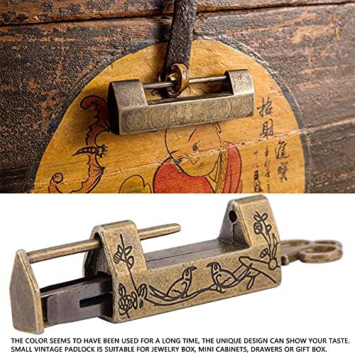 Antik Çin Kilit ve Anahtar Çiçek Kuş Asma Kilit Bağbozumu Oyma Retro Mandalı Kilit Dekoratif Kilit ve Anahtar için Mücevher