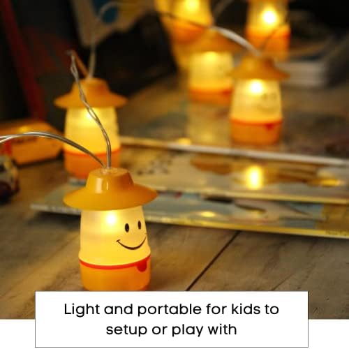 HAYATIN BAHARATI Smile Lantern String Lights-Siyah-10 LED gülen Yüzler, 8 FT, Pille Çalışan, Su geçirmez, iki ışık modu,