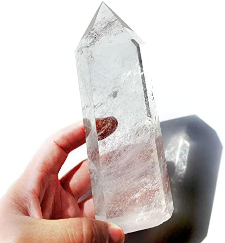 Büyük Doğal Kristal Büyük Temizle Kuvars Noktası Lemurya Tohum Kristal Şifa Dikilitaş Ev Dekor (6-7 inç)