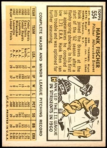 1963 Topps 554 Hank Fischer Milwaukee Braves (Beyzbol Kartı) NM Braves