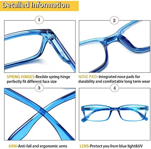 Kerecsen 2 Paket bilgisayar okuma gözlüğü kadınlar / erkekler için mavi ışık engelleme Okuyucular bahar Menteşe moda gözlük