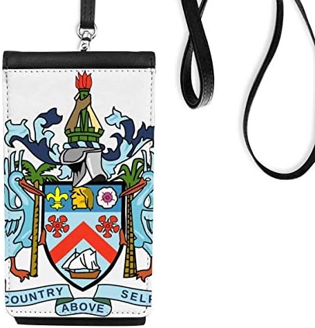 Kitts ve Nevis Ulusal Amblem Telefon Cüzdan çanta Asılı Cep Kılıfı Siyah Cep