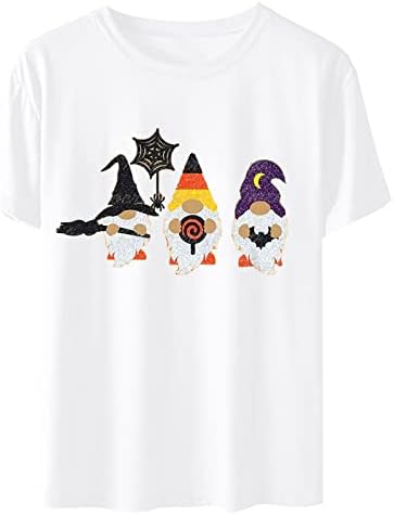 NaRHbrg Cadılar Bayramı Kostümleri Üstleri kadın Sonbahar Gnome T-Shirt Komik Sonbahar Kısa Kollu 2022 Cadılar Bayramı Grafik