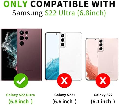 FYY Cüzdan Kılıf Samsung Galaxy S22 Ultra 5G Durumda, Premium PU deri Cüzdan Kılıf Flip Folio Standı Kapak [Kart Yuvaları]