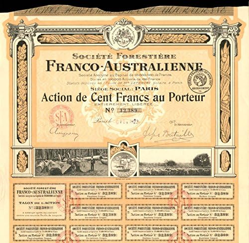 Societe Forestiere Franco-Australienne - Stok Sertifikası