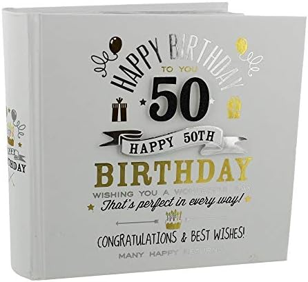 Dekoratif Altın ve Gümüş 50. Yaş Günün Kutlu Olsun Fotoğraf Albümü