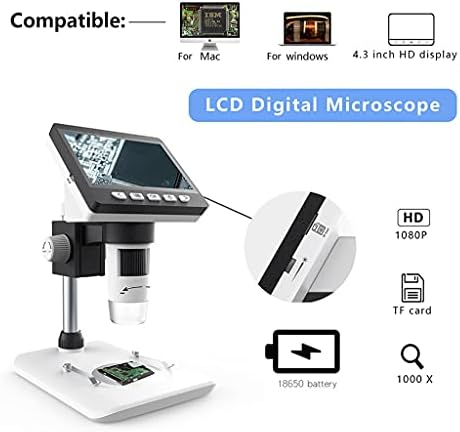 ÇOK Fonksiyonlu Dijital LCD Masaüstü Mikroskop Taşınabilir 4.3 inç Elektronik Biyolojik Mikroskop Çift Güç Kaynağı Modu